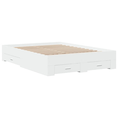 Bed Frame with Drawers without Mattress White 140x190 cm
