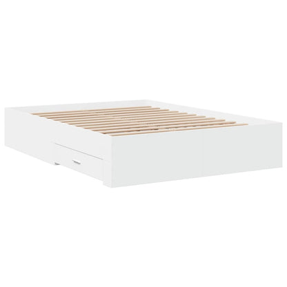 Bed Frame with Drawers without Mattress White 140x190 cm