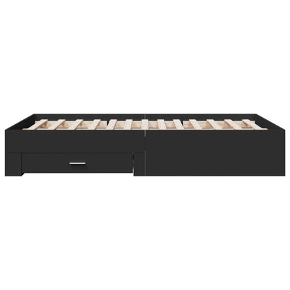 Bed Frame with Drawers without Mattress Black 140x190 cm