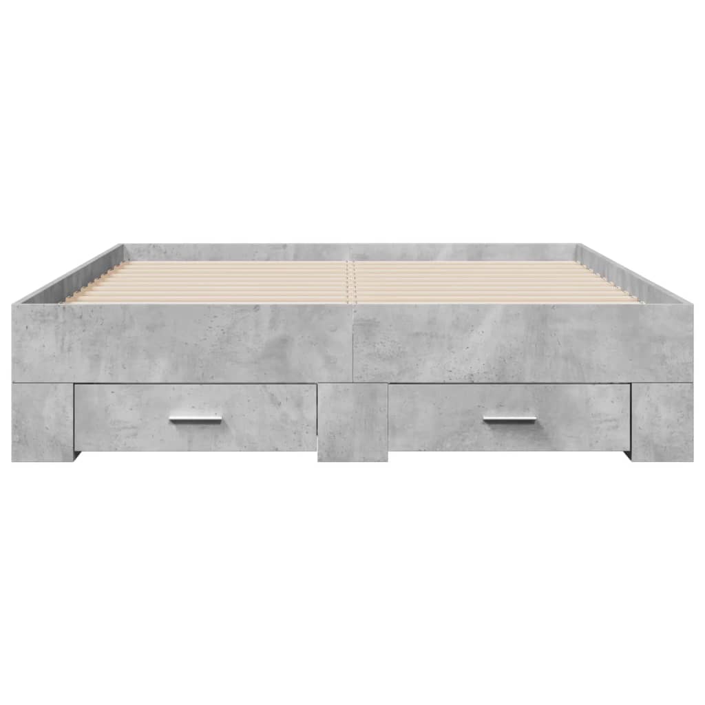 Bed Frame with Drawers without Mattress Concrete Grey 140x190 cm