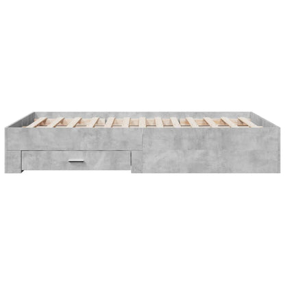 Bed Frame with Drawers without Mattress Concrete Grey 140x190 cm