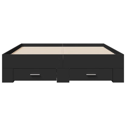 Bed Frame with Drawers without Mattress Black 135x190 cm Double