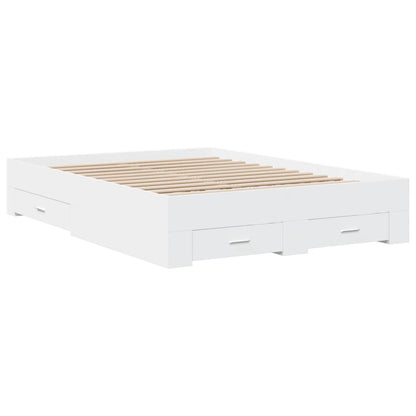 Bed Frame with Drawers without Mattress White 120x190 cm Small Double
