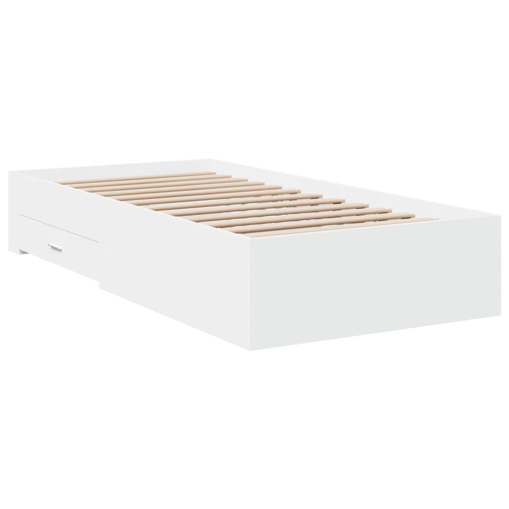 Bed Frame with Drawers without Mattress White 100x200 cm