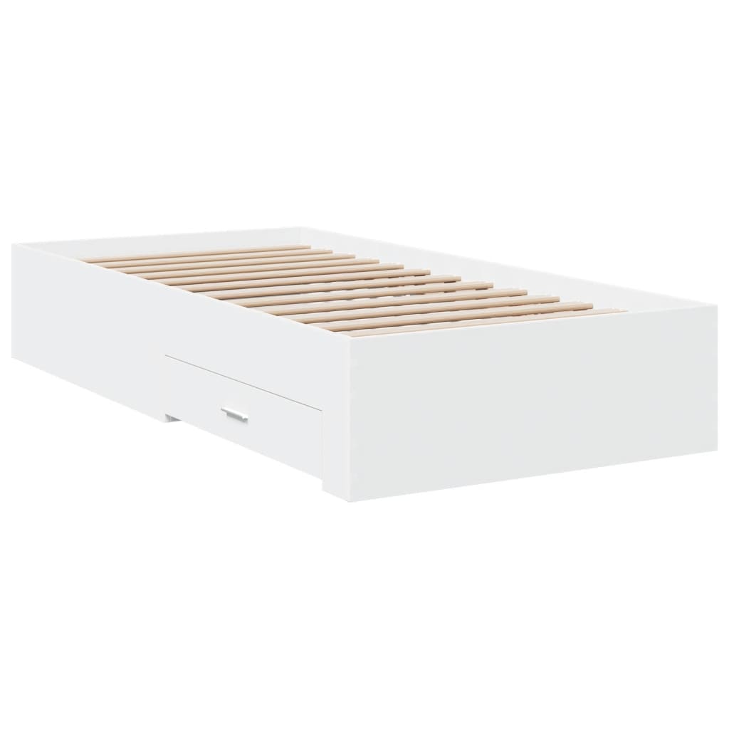 Bed Frame with Drawers without Mattress White 100x200 cm
