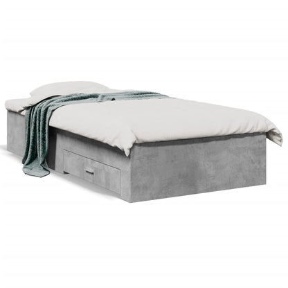 Bed Frame with Drawers without Mattress Concrete Grey 90x200 cm