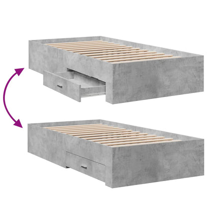 Bed Frame with Drawers without Mattress Concrete Grey 90x200 cm