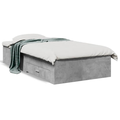 Bed Frame with Drawers without Mattress Concrete Grey 75x190 cm Small Single
