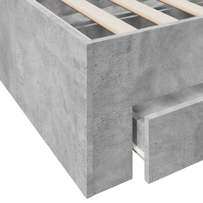 Bed Frame with Drawers without Mattress Concrete Grey 75x190 cm Small Single