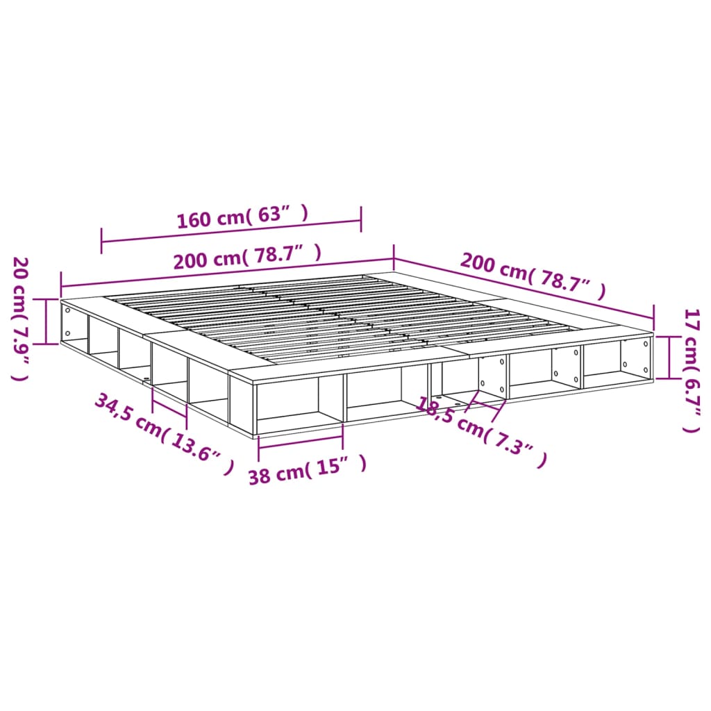 Bed Frame without Mattress White 200x200 cm