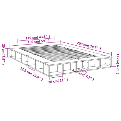 Bed Frame without Mattress Black 150x200 cm King Size