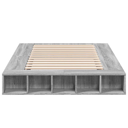 Bed Frame without Mattress Grey Sonoma 135x190 cm Double