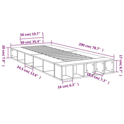Bed Frame without Mattress Concrete Grey 90x200 cm