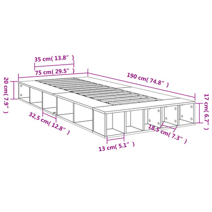 Bed Frame without Mattress Black 75x190 cm Small Single