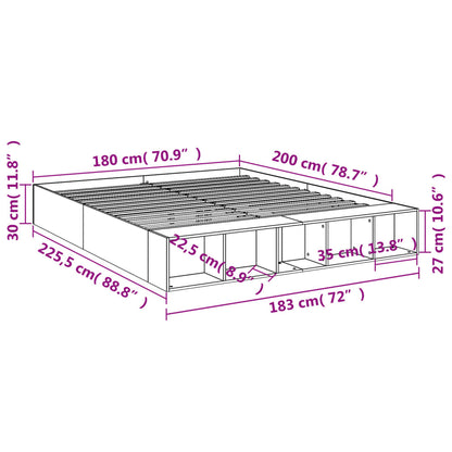 Bed Frame without Mattress Sonoma Oak 180x200 cm Super King