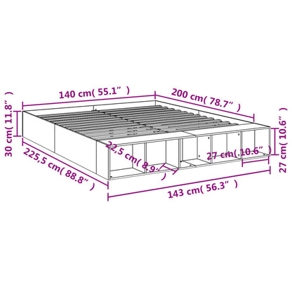 Bed Frame without Mattress Smoked Oak 140x200 cm