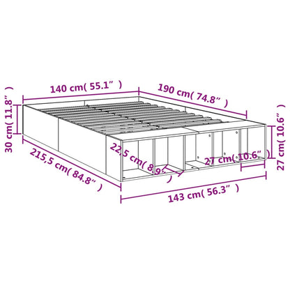 Bed Frame without Mattress Concrete Grey 140x190 cm