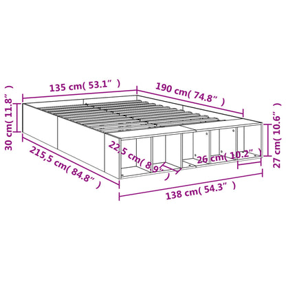Bed Frame without Mattress Sonoma Oak 135x190 cm Double