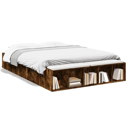 Bed Frame without Mattress Smoked Oak 120x190 cm Small Double