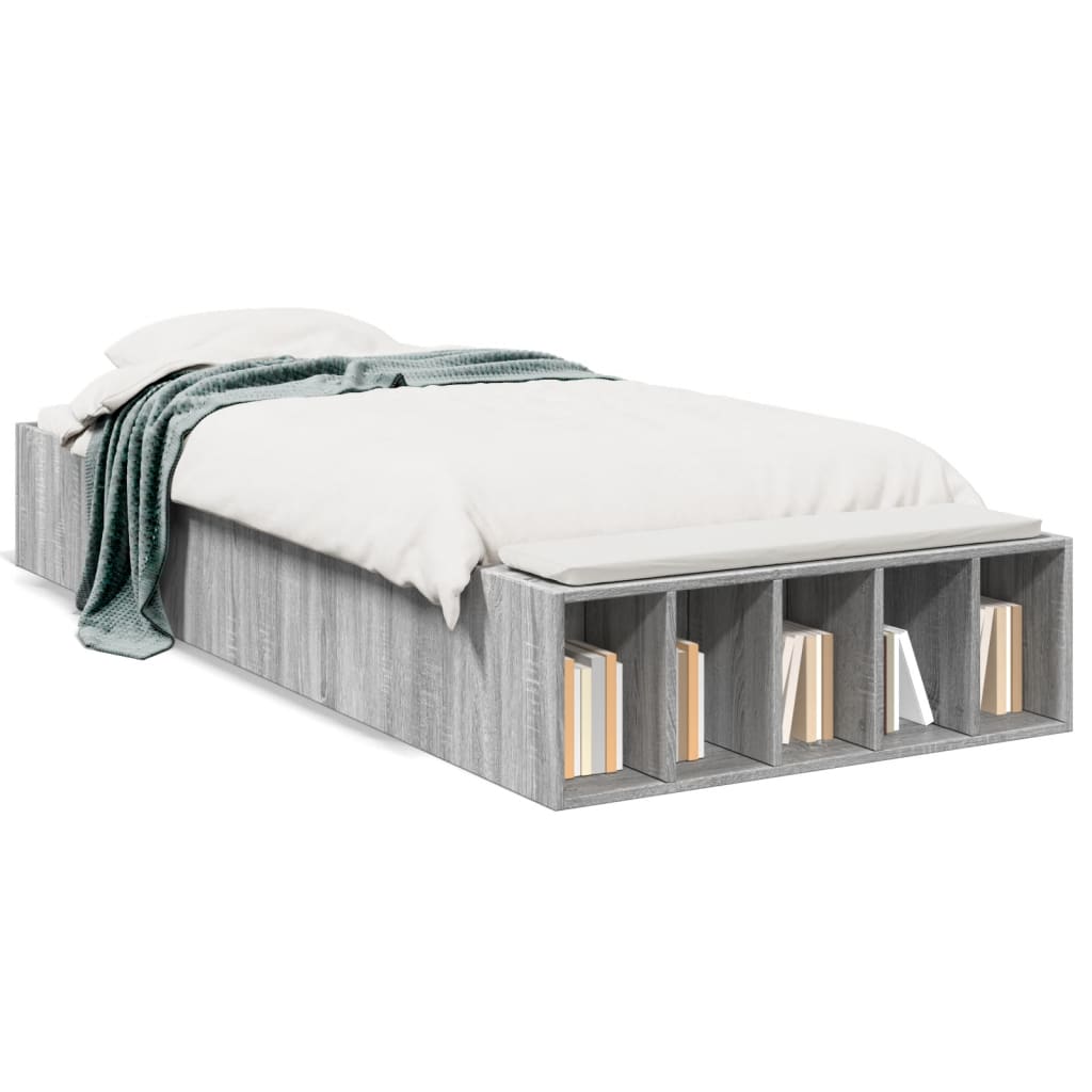 Bed Frame without Mattress Grey Sonoma 100x200 cm