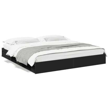 Bed Frame with Drawers without Mattress Black 200x200 cm