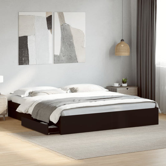 Bed Frame with Drawers without Mattress Black 200x200 cm