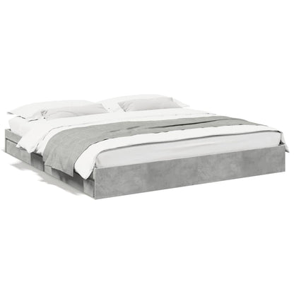 Bed Frame with Drawers without Mattress Concrete Grey 200x200 cm