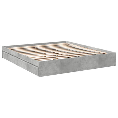 Bed Frame with Drawers without Mattress Concrete Grey 200x200 cm