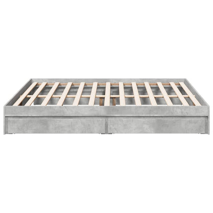 Bed Frame with Drawers without Mattress Concrete Grey 200x200 cm