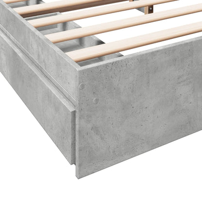 Bed Frame with Drawers without Mattress Concrete Grey 200x200 cm