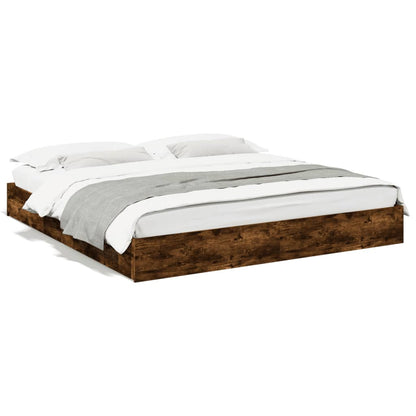 Bed Frame with Drawers without Mattress Smoked Oak 200x200 cm