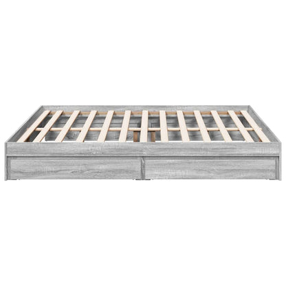 Bed Frame with Drawers without Mattress Grey Sonoma 180x200 cm Super King