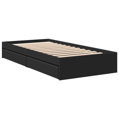 Bed Frame with Drawers without Mattress Black 100x200 cm