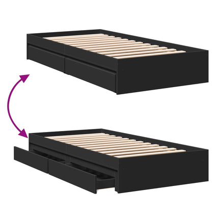 Bed Frame with Drawers without Mattress Black 100x200 cm
