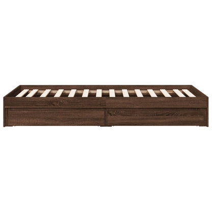 Bed Frame with Drawers without Mattress Brown Oak 90x200 cm