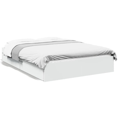 Bed Frame with Drawers without Mattress White 140x190 cm