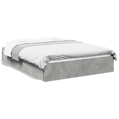 Bed Frame with Drawers without Mattress Concrete Grey 140x190 cm
