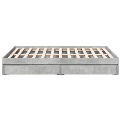 Bed Frame with Drawers without Mattress Concrete Grey 140x190 cm