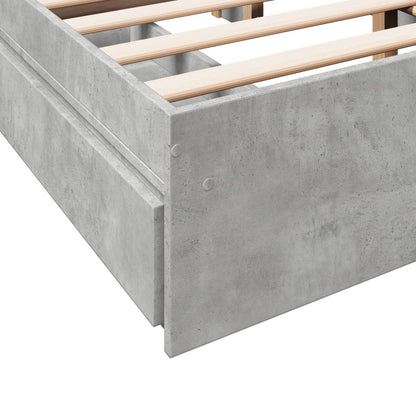 Bed Frame with Drawers without Mattress Concrete Grey 140x190 cm