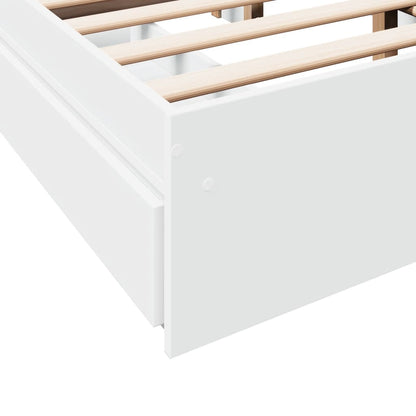 Bed Frame with Drawers without Mattress White 135x190 cm Double
