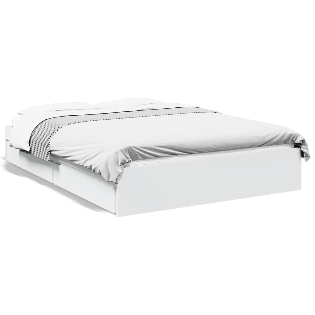 Bed Frame with Drawers without Mattress White 120x190 cm Small Double