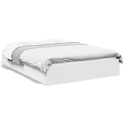 Bed Frame with Drawers without Mattress White 120x190 cm Small Double