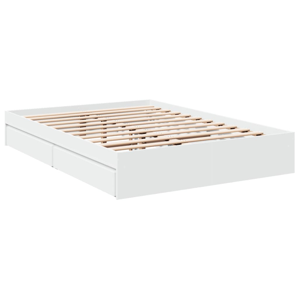 Bed Frame with Drawers without Mattress White 120x190 cm Small Double