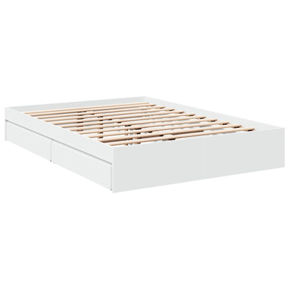 Bed Frame with Drawers without Mattress White 120x190 cm Small Double