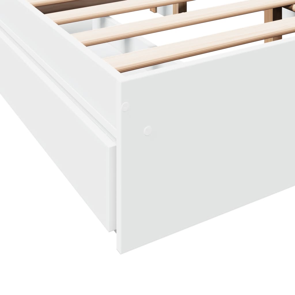 Bed Frame with Drawers without Mattress White 120x190 cm Small Double
