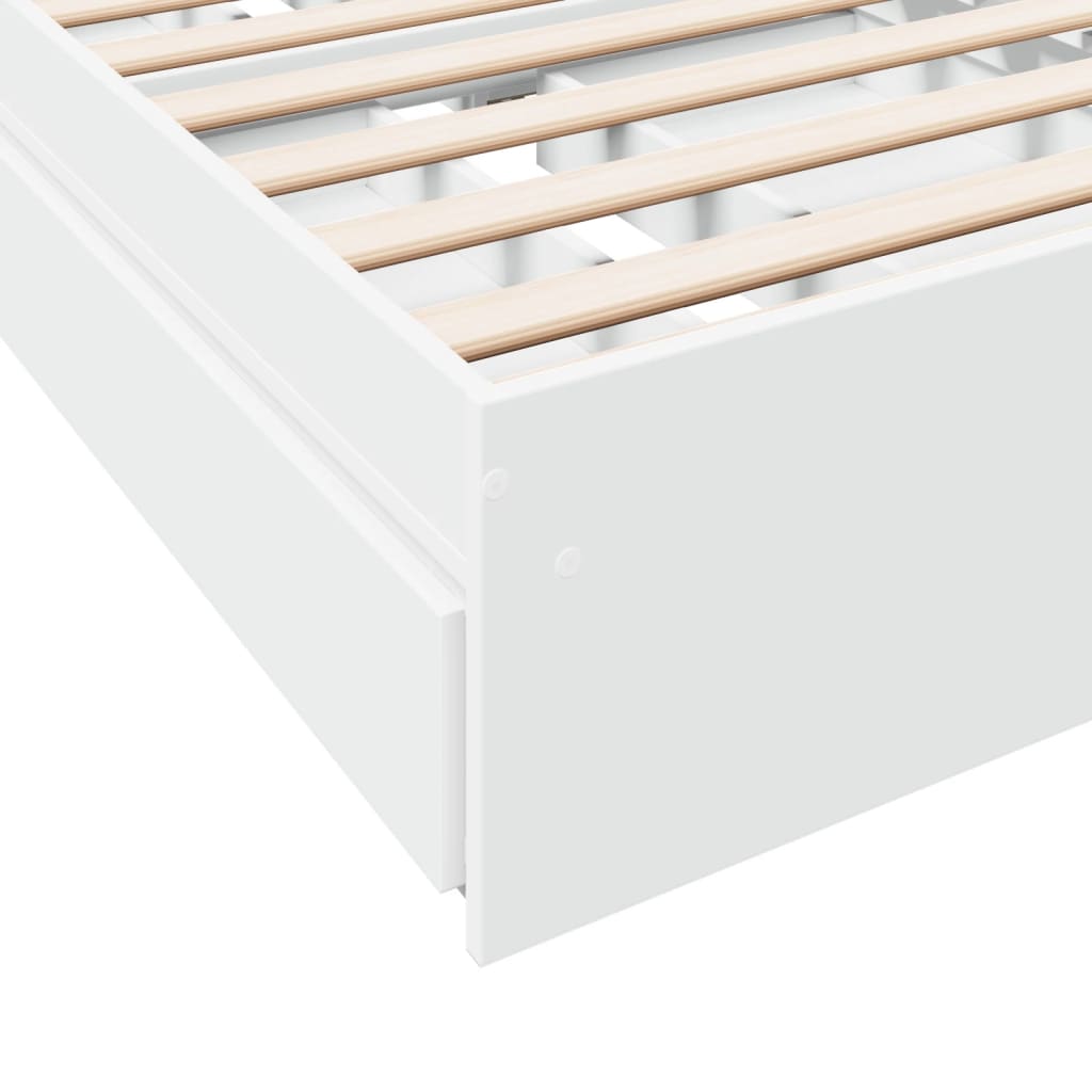 Bed Frame with Drawers without Mattress White 90x190 cm Single