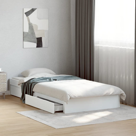 Bed Frame with Drawers without Mattress White 90x190 cm Single