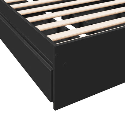 Bed Frame with Drawers without Mattress Black 90x190 cm Single