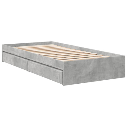 Bed Frame with Drawers without Mattress Concrete Grey 90x190 cm Single