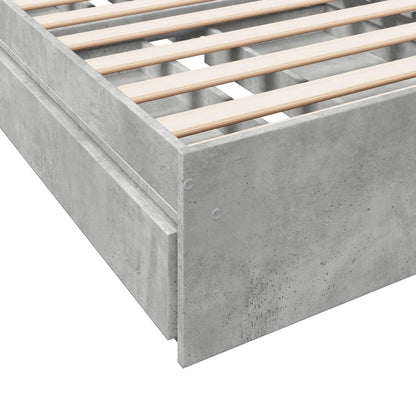 Bed Frame with Drawers without Mattress Concrete Grey 90x190 cm Single